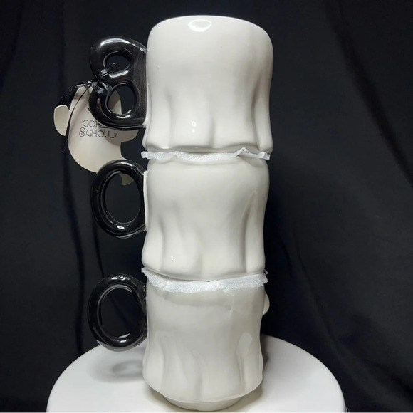 Goblin & Ghoul Ceramic Halloween Stacked BOO Ghost w/ Pumpkin Pal Coffee Mugs - Picture 4 of 12